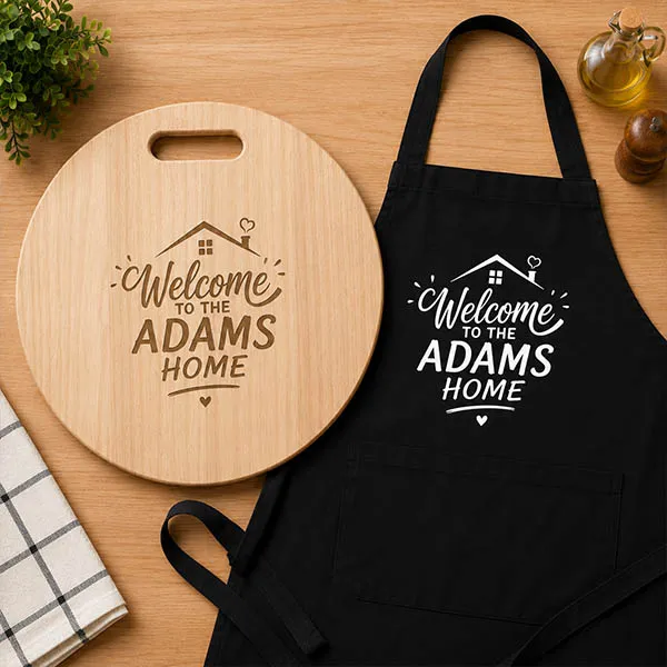 Personalised Engraved Chopping Board and Custom Printed Apron Gif...
