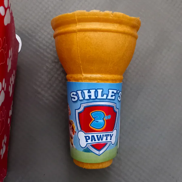 Personalised Ice Cream Cone Wrapper Paw Patrol Birthday Label