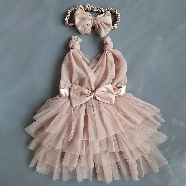 Beige Tutu dress with a matching headband