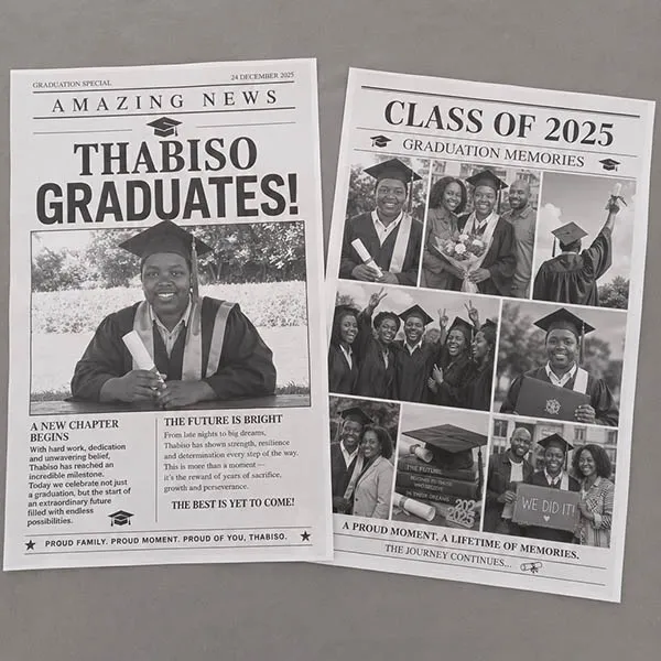 Personalised Graduation Newspaper or Class of 2025 Graduation Pri...