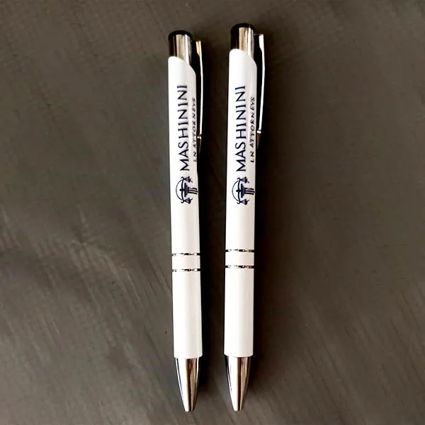 Personalised Promotional Pens Custom Printed Black Ink White Barr...