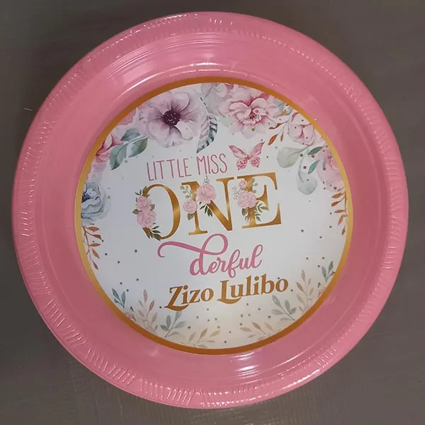 Personalised Girls First Birthday Party Plate Elegant Floral Desi...