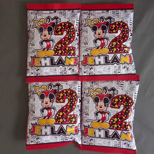 Personalised Mickey Mouse Birthday Party Snack Chip Packs