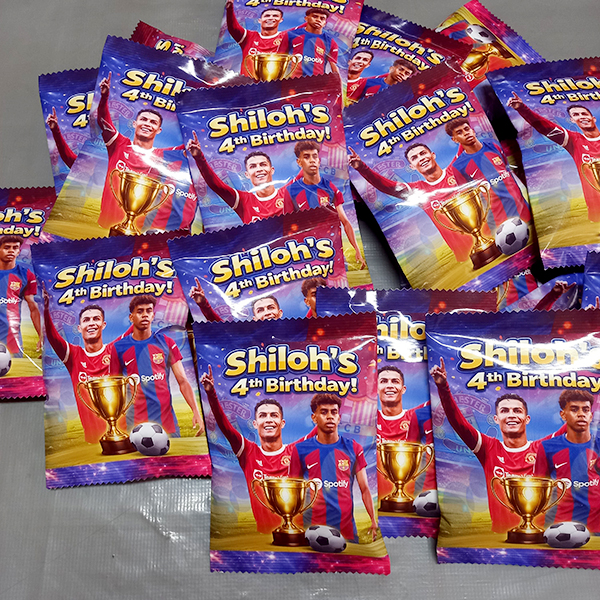 Personalised Soccer Birthday Party Snack Pack Favour for Boys