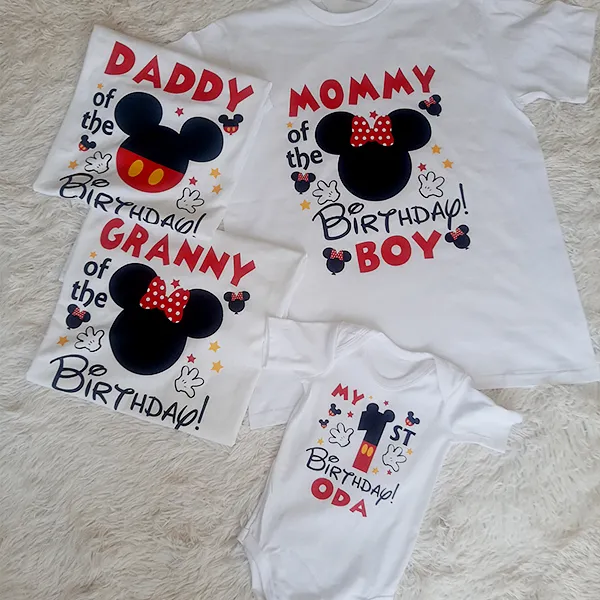 Mickey mouse personalised family of the birthday boy t-shirts