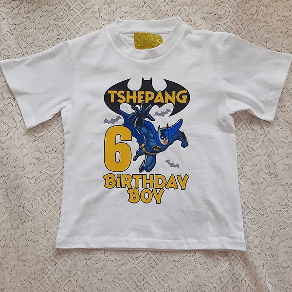 Batman birthday boy personalised t-shirt