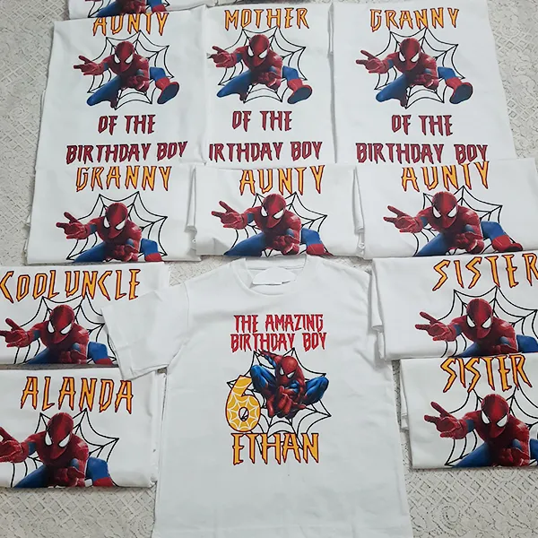 Spiderman personalised family t-shirt