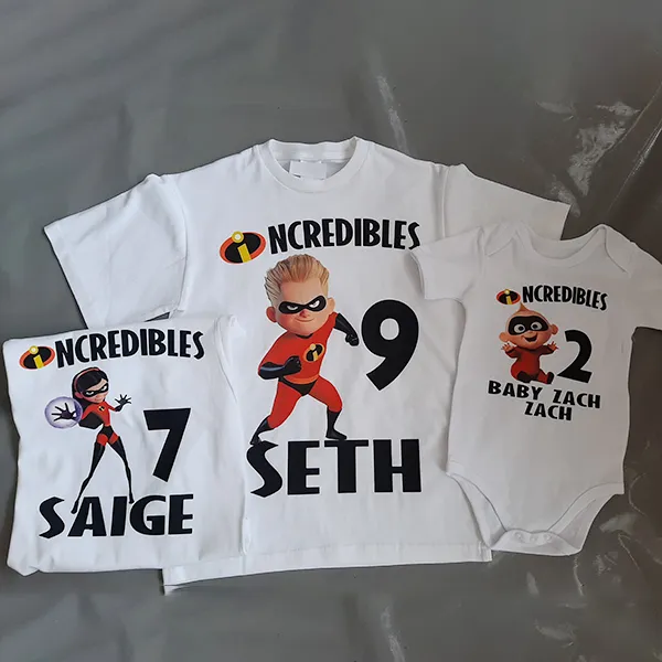 The incredibles personalised birthday tshirt
