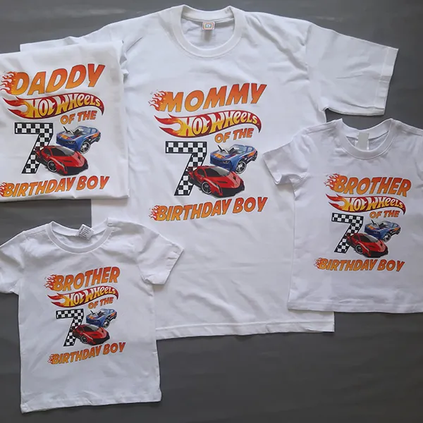 Hot Wheels Birthday Family Matching T-Shirts – Custom Race Car ...
