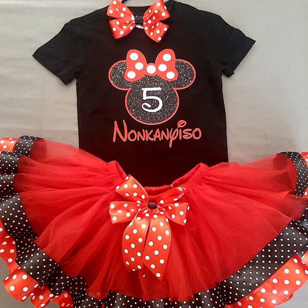 Minnie Mouse black and red ribbon tutu and top | Kaymos Range