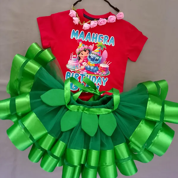 Lilo and Stitch Birthday ribbon tutuset  with personalised tshirt...